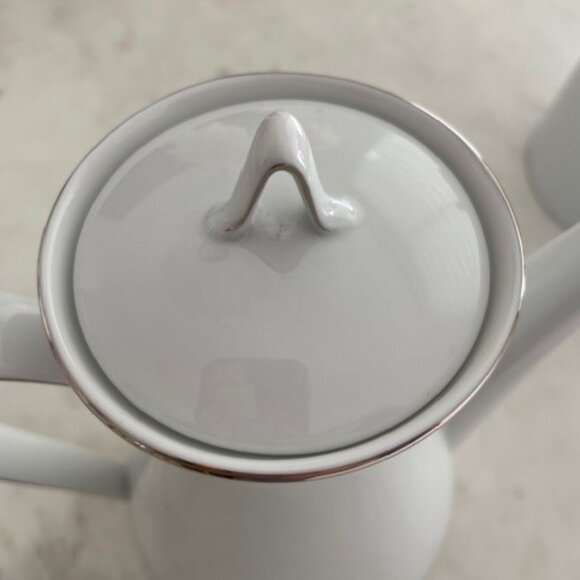 Vintage Rosenthal R. Loewy Form 2000 China Coffee & Tea Pots White w Silver - Picture 12 of 16